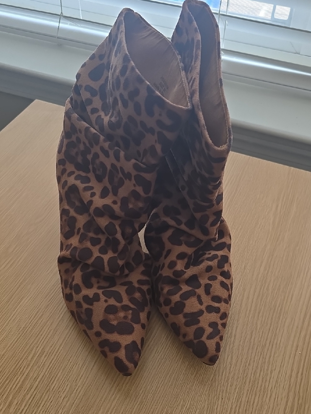 Leopard Print Pointed Toe Slouch Boots